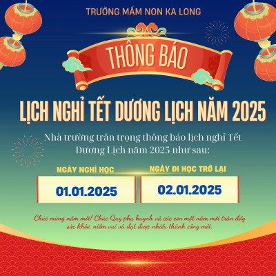 thông báo nghỉ tết dương 2025