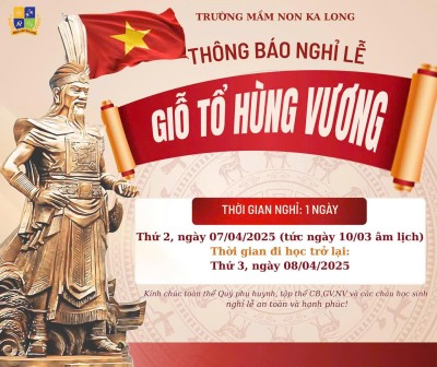 Thông báo lịch nghỉ Lễ Giỗ Tổ Hùng Vương 10-3